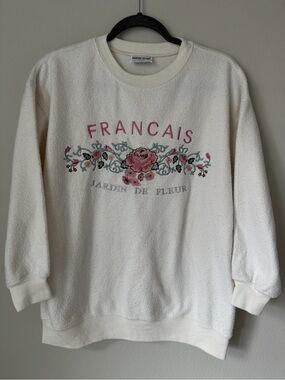 VTG Bonnie Blain Sweatshirt Francais Jardin De Fleur Floral Crewneck Women’s XL